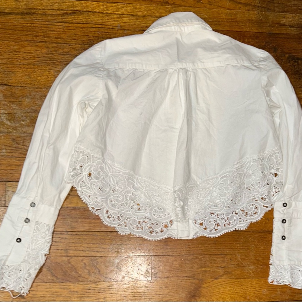 Free People Hooked On You lace trimmed cotton shirt - Picture 2 of 5